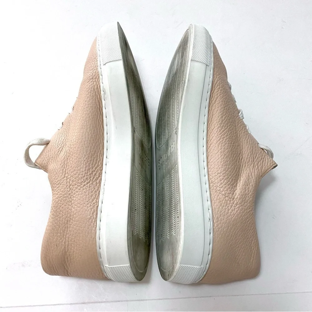 Soloviere Pebbled Leather Low Top Sneakers Shoes EU41 US 10.5 Italy Lace-up
